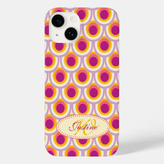 Peacock patroon gele roze naam Case-Mate iPhone case (Achterkant)