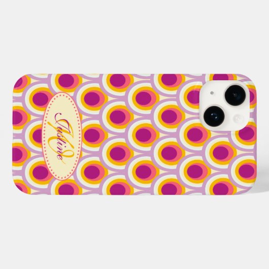 Peacock patroon gele roze naam Case-Mate iPhone case (Achterkant (horizontaal))