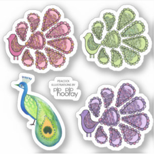 Peacock Patroon Illustraties Kunst Tekeningen Viny Sticker