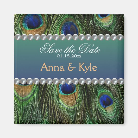 Peacock Pattern en Pearls Magneet (Voorkant)