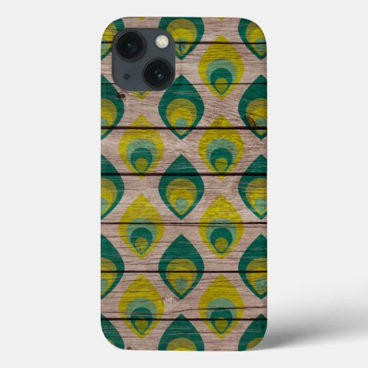 Peacock Pattern on Wood iPad Mini Retina Case (Achterkant)
