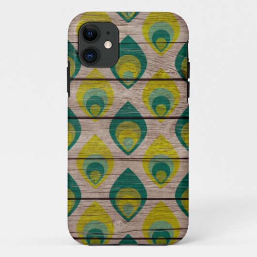 Peacock Pattern on Wood iPhone 5/5S Hoesje (Achterkant)