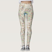 Peacock Pattern, prachtige tropische Floral Leggings (Voorkant)