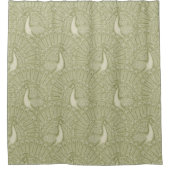 peacock pattern sage green douchegordijn (Voorkant)