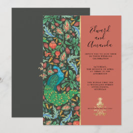 Peacock Pattern Terra Cotta Invitation Kaart