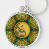 Peacock Pattern YinYang Mandala Keychain (Voorkant)