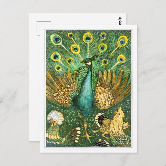 Peacock - Pauw met kippen - Theo van Hoytema Briefkaart (Voorkant / Achterkant)