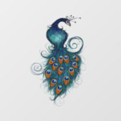 Peacock pauwen in blauwgroen en blauw raamsticker (Vel)