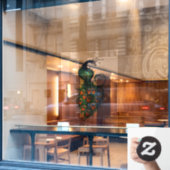 Peacock pauwen in blauwgroen en blauw raamsticker (Cafe Raam)