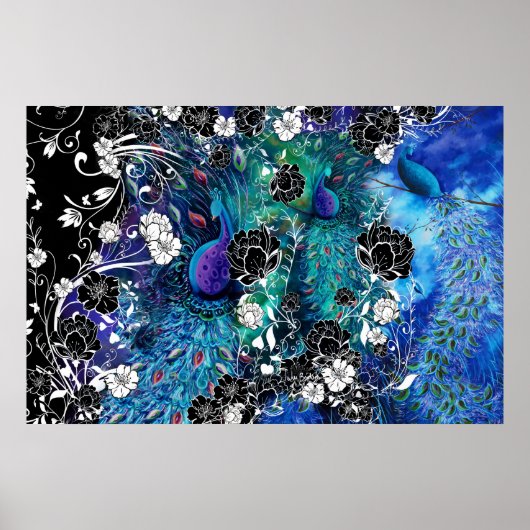 Peacock Peacock Feather Flower Garden Poster (Voorkant)