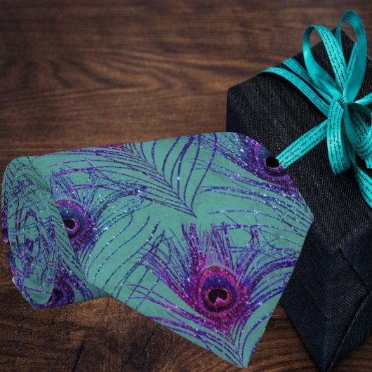 Peacock Peacock Feathers Blue Stropdas Necktie