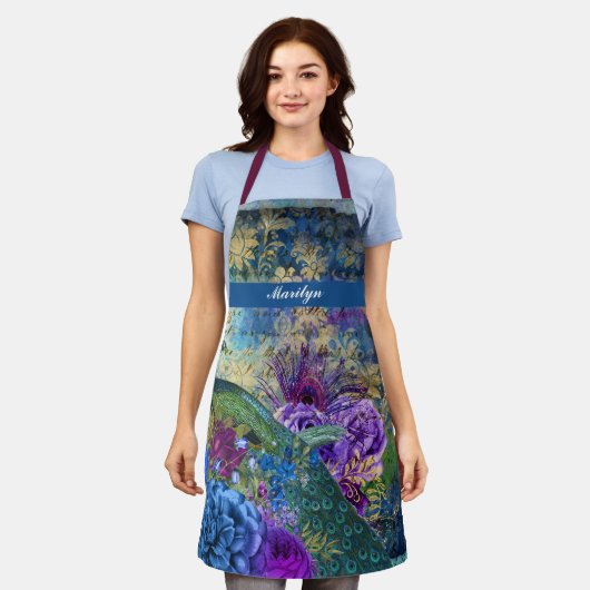 Peacock Peacocks Birds  Trendy Chic Apron Schort (Gedragen)