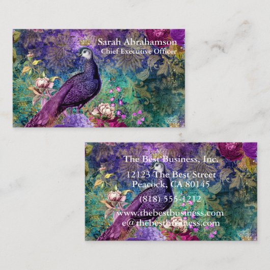 Peacock Peacocks Colorful Visitekaartjes (Voorkant / Achterkant)