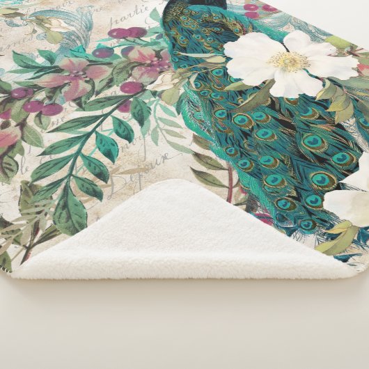 Peacock Peacocks Large Sherpa Blanket Deken (3/4)
