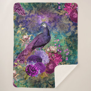 Peacock Peacocks Large Sherpa Blanket Deken