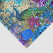 Peacock Peacocks ontkoppelen Blauw en paarse bloem Tissuepapier (Detail)