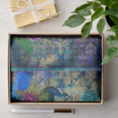 Peacock Peacocks ontkoppelen Blauw en paarse bloem Tissuepapier (Geschenk)