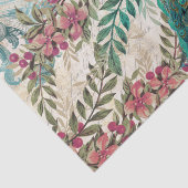 Peacock Peacocks ontkoppelen roze bloemen legant Tissuepapier (Detail)