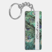 Peacock, Peafowl, Peacock Tail, Jouw naam Sleutelhanger (Voorkant Links)