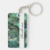 Peacock, Peafowl, Peacock Tail, Jouw naam Sleutelhanger (achterkant)