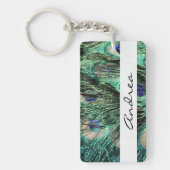 Peacock, Peafowl, Peacock Tail, Jouw naam Sleutelhanger (Voorkant)