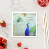 Peacock Peafowl Tail Feathers Faux Gold Leaf Swirl Servetten (Insitu)