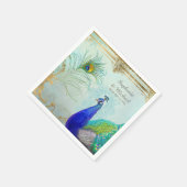 Peacock Peafowl Tail Feathers Faux Gold Leaf Swirl Servetten (Hoek)