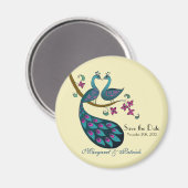 Peacock peahen bewaar de datum, ivoor magneet (Voorkant / Achterkant)