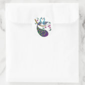 Peacock-peahen envelop seal sticker - kantha (Tas)