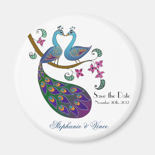 Peacock peahen - sla de datummagneet op (kantha/wh magneet (Voorkant)