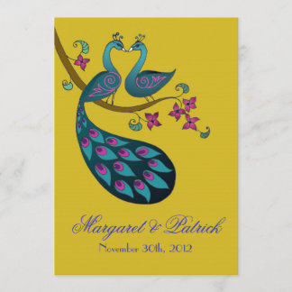 Peacock-Peahen sparen de Datum (mosterd) Save The Date