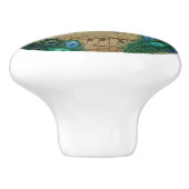 Peacock & Pecock Feathers W/Music Paper Keramische Knop (Zijkant)