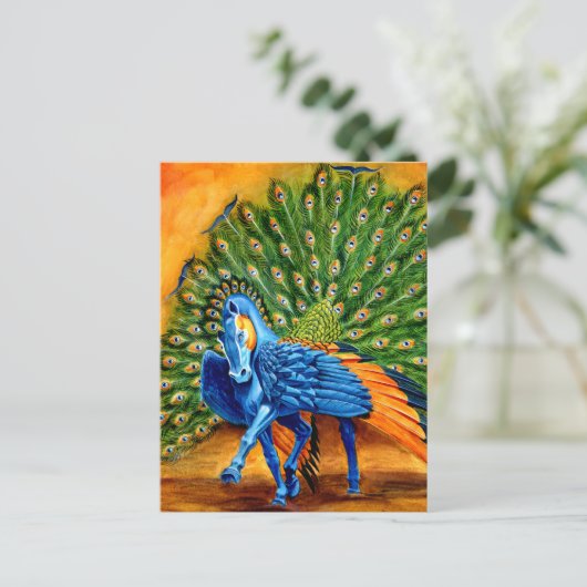 Peacock Pegasus Briefkaart (Staand voorkant)