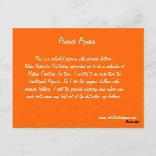 Peacock Pegasus Briefkaart (Achterkant)