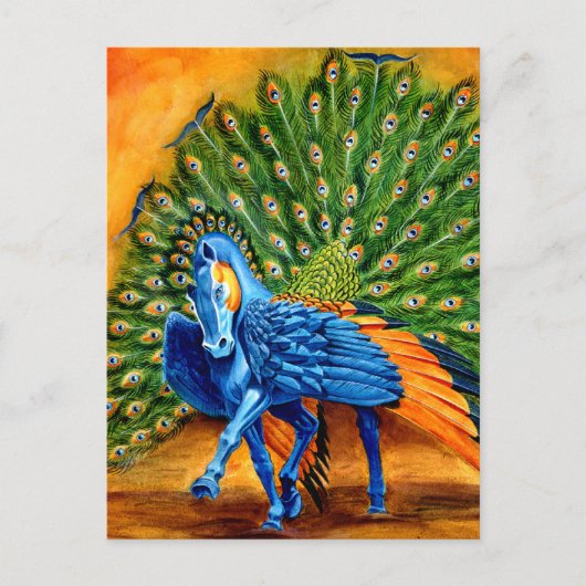 Peacock Pegasus Briefkaart (Voorkant)