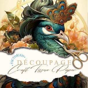 Peacock Pet Anthropomorphic Art Nouveau Craft Tissuepapier