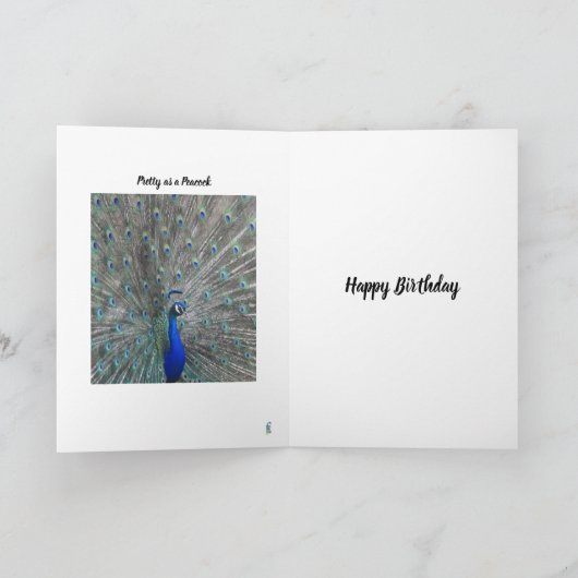 PEACOCK PHOTO HAPPY BIRTHDAY GREETING CARD  KAART (Binnen)