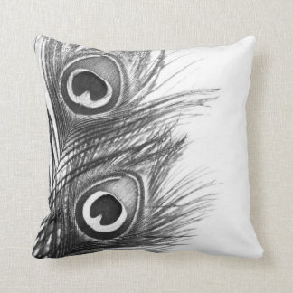 Peacock Pillow - Black and White Kussen