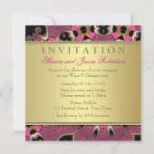 Peacock Pink Funky New Years Party Kaart (Achterkant)