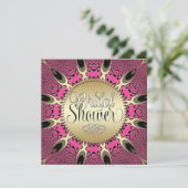 Peacock Pink Funky Vrijgezellenfeest Party Kaart (Staand voorkant)