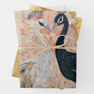 Peacock Pink Gold Glam Inpakpapier Vel