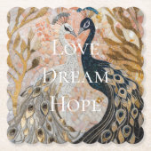  Peacock Pink Gold Glam Kartonnen Onderzetters (Voorkant)