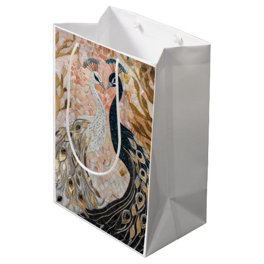  Peacock Pink Gold Glam Medium Cadeauzakje (Achterkant Gekanteld)