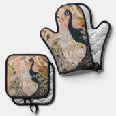  Peacock Pink Gold Glam Ovenwant & Pannenlap Set (Voorkant / Achterkant)