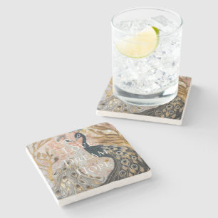 Peacock Pink Gold Glam Stenen Onderzetter