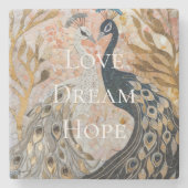  Peacock Pink Gold Glam Stenen Onderzetter (Voorkant)