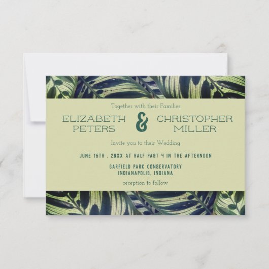 Peacock Plant Conservatory Wedding Invitation II Kaart (Voorkant)