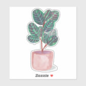 Peacock Plant Illustratie Waterverf huisplant Sticker (Vel)