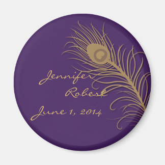 Peacock Pluim in Goud en Pruim Magneet