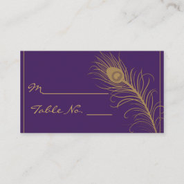 Peacock Pluim in Gouden en Paarse Plum Place Card Plaatskaartje